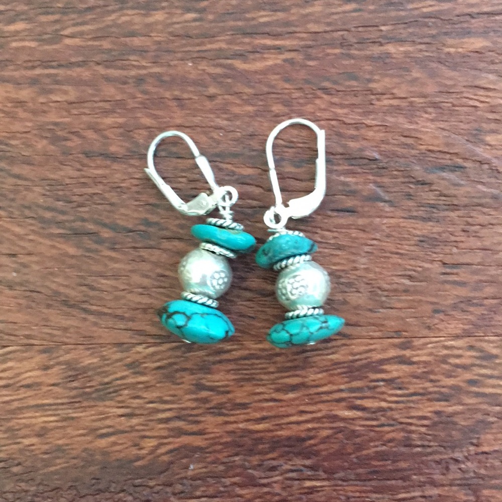 Turquoise and Real silver earrings